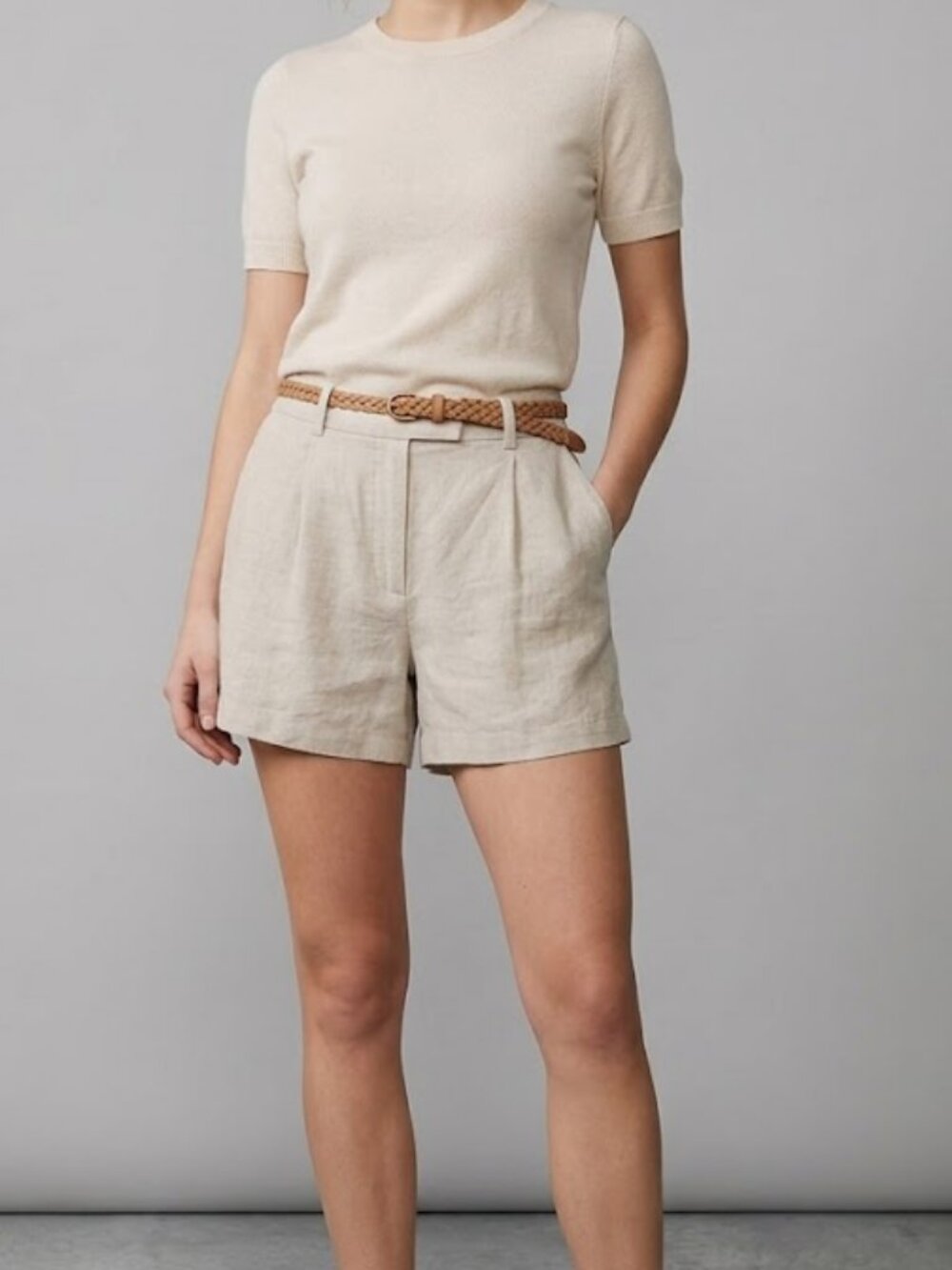 ✨ Abercrombie & Fitch Lined Linen-Cotton Tailored Shorts Size 33 ✨